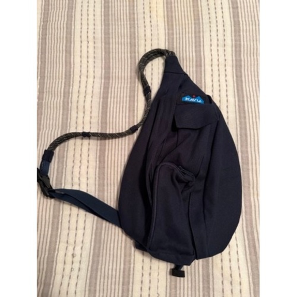 KAVU Mini Rope Bag Navy Blue Canvas Sling Crossbody Backpack 9150 F24